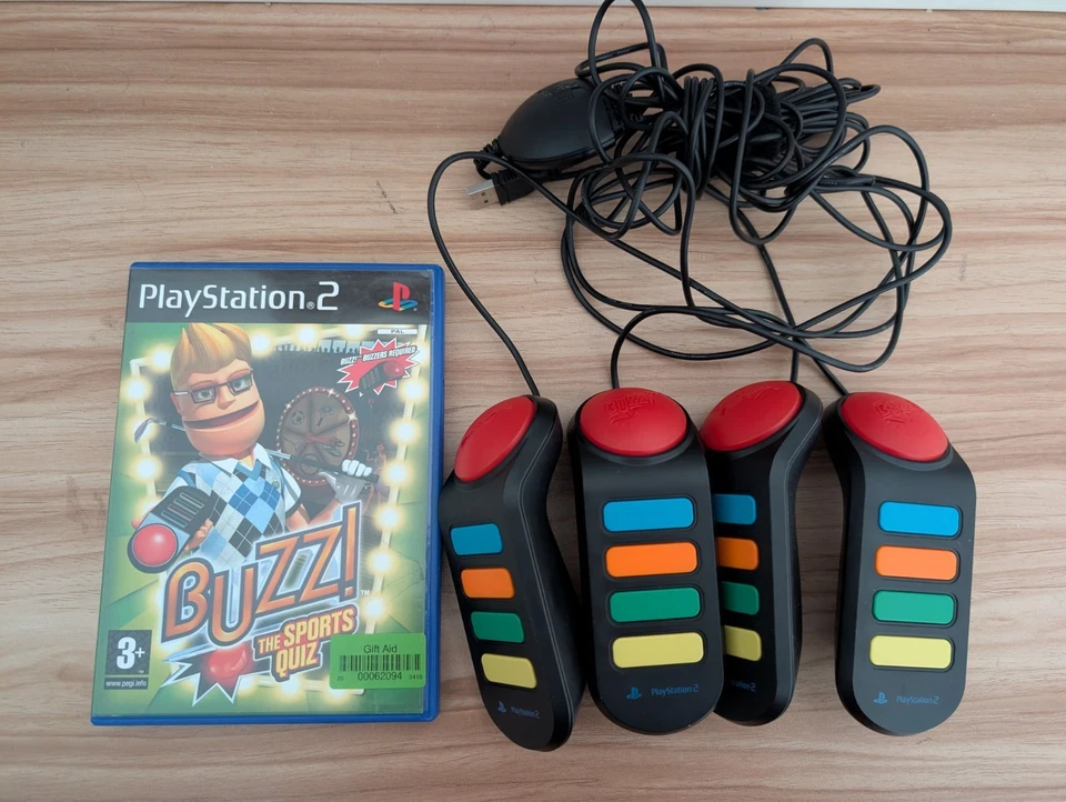 4 X Official Sony PS2 Playstation 2 Wired Buzz Controllers Buzzers & Sports Quiz - Image 1 of 1