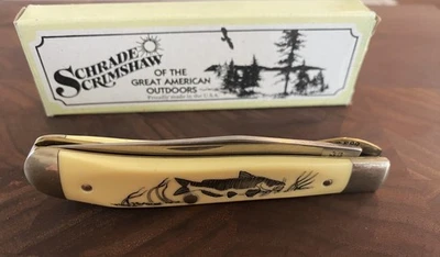 CUCHILLO PLEGABLE SKRIMSHAW BAGRE VINTAGE SCHRADE EE. UU. 503SC Foto 1 de 4