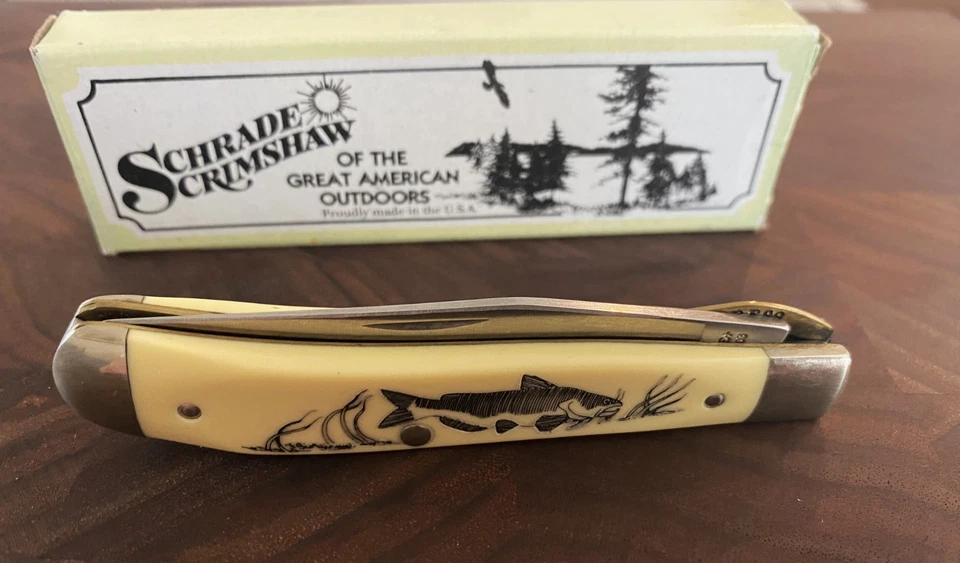 CUCHILLO PLEGABLE SKRIMSHAW BAGRE VINTAGE SCHRADE EE. UU. 503SC Foto 1 de 4