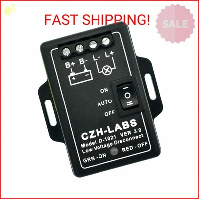 CZH-LABS LVD Low Voltage Disconnect Module. 12V / 30Amp Black ABS Panel Mount Te