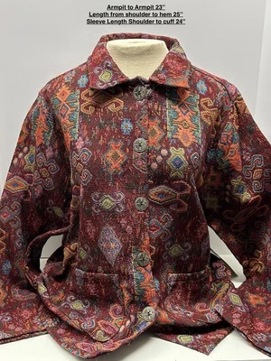 NWT JANE ASHLEY Womens Jacket Size XL  Aztec Tapestry MRSP $40 with Pockets - Image 1 of 3