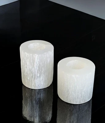 Suporte de vela de selenita cilindro 8cm (3,15") - Imagem 1 de 2