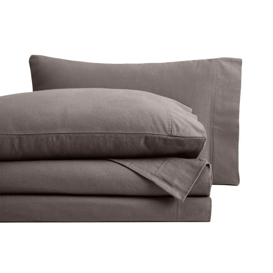 Juego de sábanas 100 % algodón franela liso transpirable bolsillo profundo Foto 1 de 1