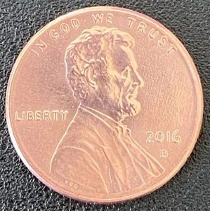 USA  1 Cent 2016 Coin "Lincoln Shield"  "D"  KM#468 - Picture 1 of 2