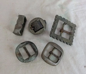 Antique Brass Buckles Leather Belt Fasteners Set - Picture 1 of 9