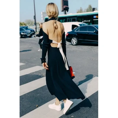 Vestido tejido acanalado espalda abierta Celine con lazos de invierno 2015 Phoebe Philo Foto 1 de 4