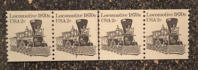 USA1982  #1897a  2c Locomotive 1870s - Plate Number Coil Strip of 4  (#3)  PNC - Image 1 of 4