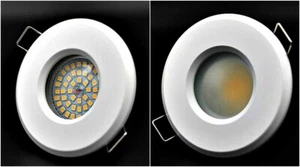 LED IP44 Feuchtraum Einbaustrahler weiss rund spots- Dimmbar Klarglas/Satiniert - Picture 1 of 15