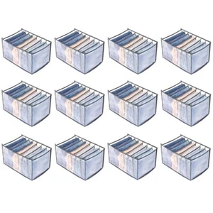12pcs Foldable Closet Drawer Organizer - Clothes, Jeans, T-Shirt Storage Box - Picture 1 of 15