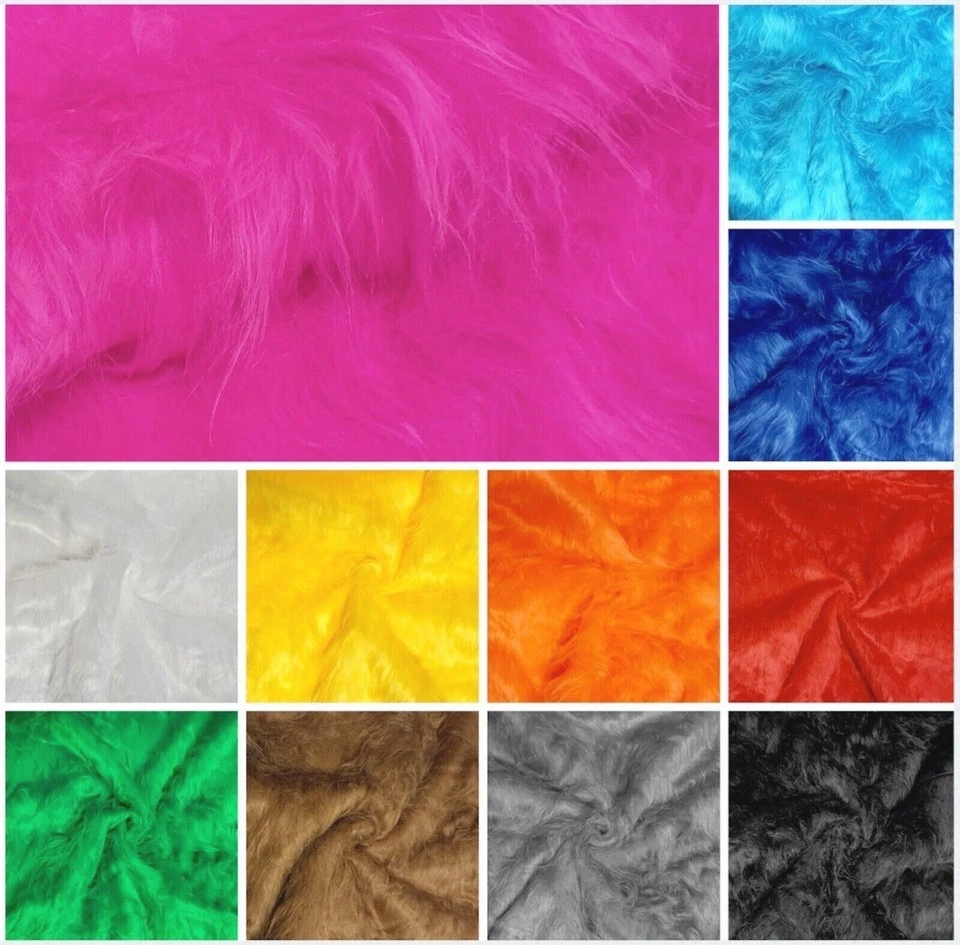 Webpelz Kunstfell Langhaar Karneval Stoffe Deko Kostüme Unifarben - Bild 1 von 1