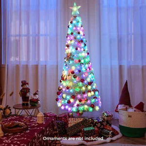 6 FT Artificial Xmas Tree Decoration Tree with Fiber Optics - Picture 1 of 9