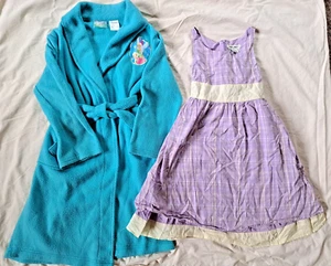 Lot of 2 Girls Clothes Size 7/8 Cherokee Purple Dress Disney Tinkerbell Bathrobe - Picture 1 of 5