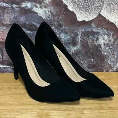 TOP Moda MONROE Mujer Negro Stiletto Pump 3.5" Tacones Talla 8 Excelente Foto 1 de 4