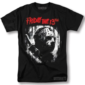 Jason Voorhees Friday the Thirteenth 90s Horror Movie Vtg Graphic Design T-Shirt - Picture 1 of 1