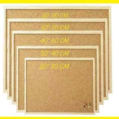 Cork Board Pin Message Notice Board Office Memo Wooden Frame Bulletin Pinboard - Image 1 of 4