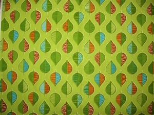 Exclusively Quilters Fresh Meadows Green Blue Orange Red Striped Leaves - Picture 1 of 1
