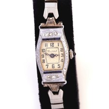Donna Decorativo Diamante Svizzero Braccialetto Orologio 1930S 14K Oro Bianco,