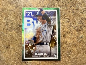 Bobby Witt Jr RC 2021 Bowman Platinum PE-11 Green Refractor Insert 50/99 Rare SP - Picture 1 of 3