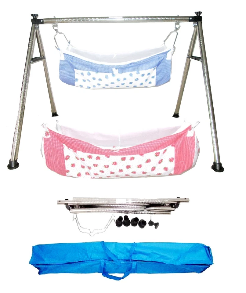 Smart Baby Products стальная круглая трубка складная люлька с двумя хлопковыми гамаком KR13 - Изображение 1 из 3