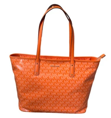 Bolso de Mano Michael Kors Signature Carter Grande Superior con Cremallera Naranja Nuevo Foto 1 de 4