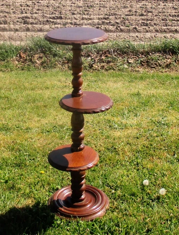 3 Tier Pedestal Table Plant Stand Carved Twisted wood Beautiful 35.03" Cover