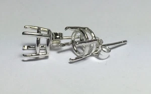 Two Round Sterling Silver Cast Wire Pre-Notched Earring Settings (6.5-12mm) - Picture 1 of 1
