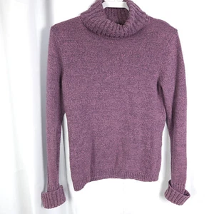 LL Bean Womens Small Purple Acrylic Cotton Long Sleeve Turtleneck Sweater - Picture 1 of 6