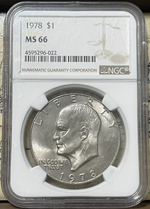 1978 P Ngc MS66 Eisenhower Ike Dollar Ngc Mint State 66 Bu Gem Nice Luster - Picture 1 of 2
