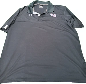 Wisconsin badgers Polo shirt Men's Black 2XL Under Armour - Picture 1 of 8