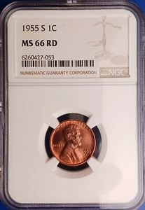 1955 S Lincoln Wheat Cent NGC MS 66 RD [053] - Picture 1 of 2