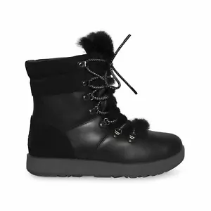 UGG VIKI WATERPROOF BLACK LEATHER SHEEPSKIN ARCTIC WOMEN`S BOOTS SIZE US 6 NEW - Picture 1 of 6