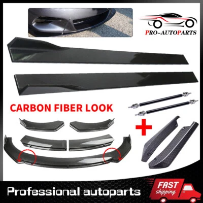 For Audi S3 S4 A4 A5 Front Bumper Lip Spoiler Splitter Carbon Fiber Side Skirt - Image 1 of 4