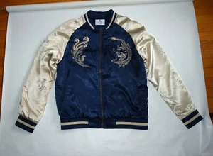 Standardausgabe Herren marineblau Drache & Adler Stickerei Bomberjacke Größe M - Bild 1 von 3