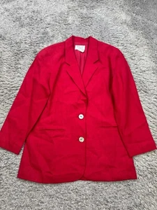 Talbots Blazer Women 2 Petite Red Irish Linen Office Career Lined Jacket Vtg - Picture 1 of 12