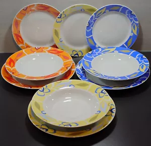 9-teiliges Teller-Set von DOMESTIC by MÄSER “PALM BEACH“ in Orange, Blau & Gelb - Bild 1 von 10