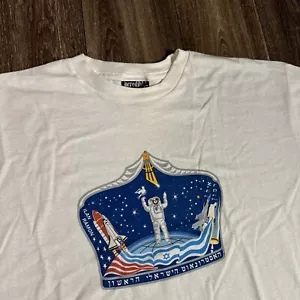 Vintage The First Israeli Astronaut Ilan Ramone Israel Hebrew White T-Shirt XL - Picture 1 of 5