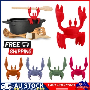 Non-slip Silicone Crab Kitchen Spoon Rest Spatula Holder For Pots And Worktop QG - Picture 1 of 18