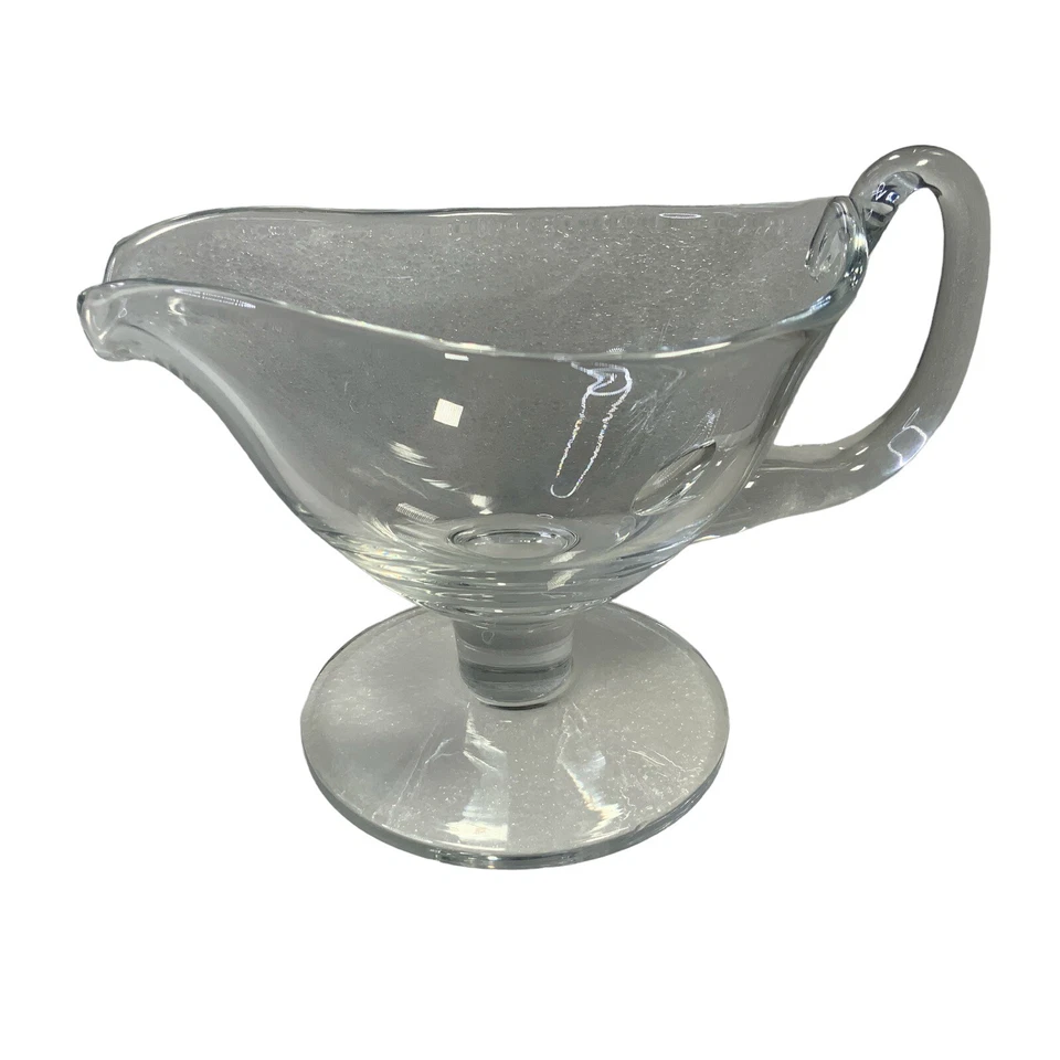 Large Pedestal Handblown Glass Gravy Boat - Image 1 of 4