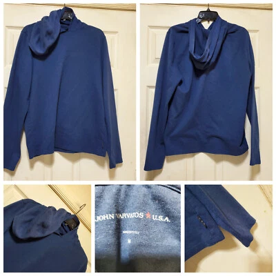 John Varvatos 连帽衫男式中号蓝色套衫极简主义毛衣休闲活动 — 第 1/4 张图片