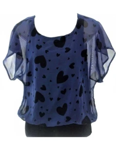 Tempted Girls Dark Blue and Black Heart Shirt Size XL - Picture 1 of 7