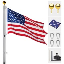 New listing
YesHom 25Ft Telescoping Aluminum Flagpole Kit with Tire Mount Base Gold Ball
