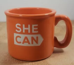 Tazza arancione senza marchio resistente "SHE CAN" stile campeggio/tutte le occasioni - Foto 1 di 8