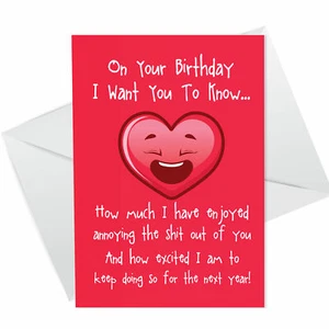 Funny Birthday Card For Boyfriend Girlfriend Rude Birthday Card For Husband Wife - Picture 1 of 6