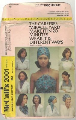 ​Vintage 70s Turban Halter Scarf Collars Miracle Yard McCalls 2001 Uncut Sewing - Image 1 of 2