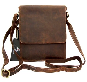 Leather Bag A5 Messenger Brown Tan Distressed Unisex Visconti Skyler S11 New - Picture 1 of 9