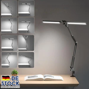 Schreibtischlampe TischLampe Doppelkopf LED dimmbar Büro PC Tageslicht Leselampe - Bild 1 von 17