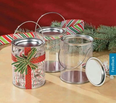 Lote de 18 baldes de pintura artesanal recipiente plástico transparente para festa 5" - Imagem 1 de 4