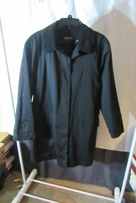 Gabardina de mujer negra de mezcla de algodón con forro polar extraíble talla 14 Foto 1 de 4