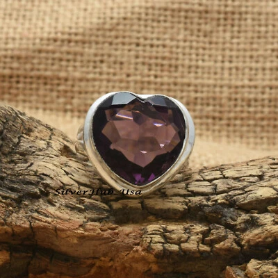 Anillo de regalo de Navidad de plata esterlina 925 con piedras preciosas de amatista joyas todas las tallas EC-207 Foto 1 de 4