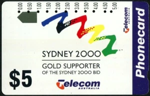 Australia Sydney 2000 1993 Gold Supporter tarjeta telefónica de 5 USD varios orificios usada, en muy buen estado - Imagen 1 de 1